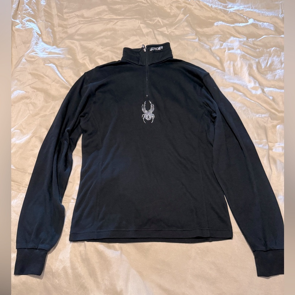 SPYDER Sweatshirt Women's 1/4 Zip Pullover Stretch Web Pattern Size 6